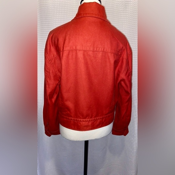 Women’s Banana Republic dune red hemp blend crop Amelia flight Jacket size small - Picture 11 of 16